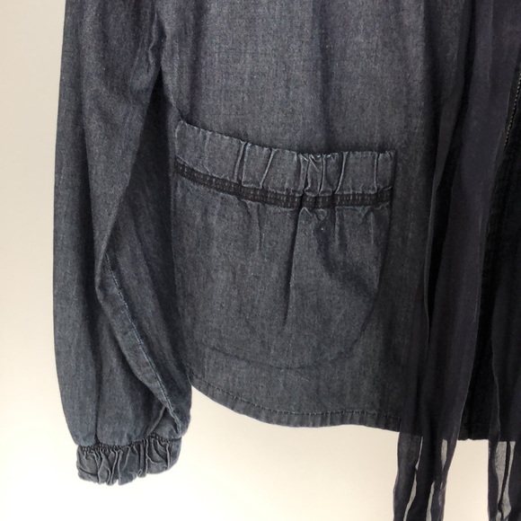Authentic Miu Miu Denim Colour Cotton Jacket with Bow Collar Detail - Picture 4 of 9